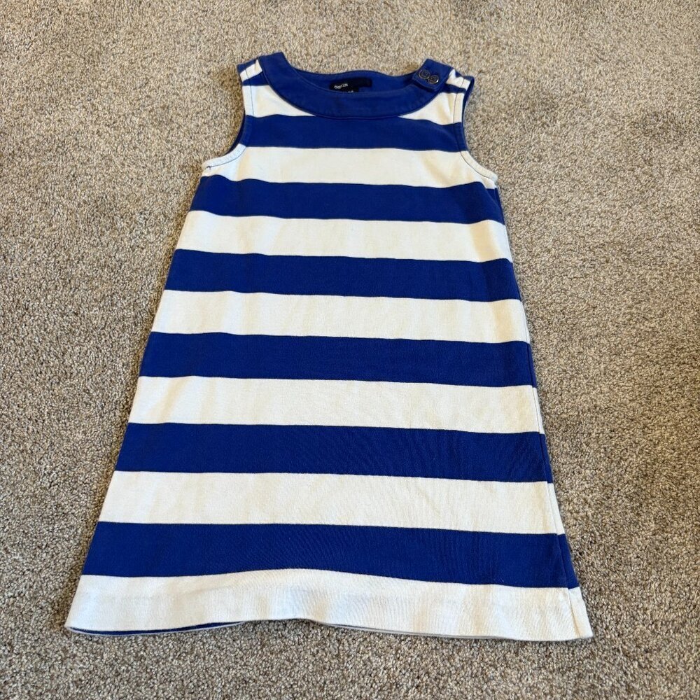 GAP Kids Girl's Striped Dress Blue White Y2K Style Sleeveless Size Small